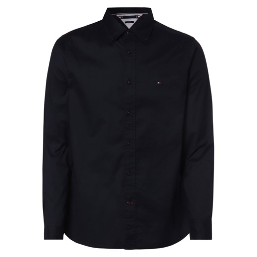 Tommy Hilfiger Koszula męska Mężczyźni Regular Fit Bawełna granatowy jednolity button down ze sklepu vangraaf w kategorii Koszule męskie - zdjęcie 146523504