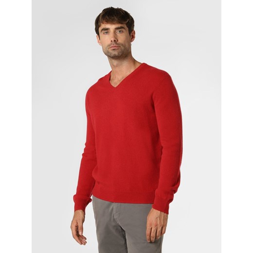 Andrew James Sweter z czystego kaszmiru Mężczyźni Kaszmir czerwony jednolity ze sklepu vangraaf w kategorii Swetry męskie - zdjęcie 146524072
