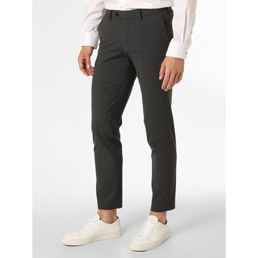 Finshley & Harding London Męskie spodnie od garnituru modułowego Mężczyźni Slim Fit Sztuczne włókno antracytowy jednolity ze sklepu vangraaf w kategorii Spodnie męskie - zdjęcie 146524772