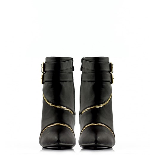 Botki Black Boots with Gold Zipper born2be-pl czarny futra
