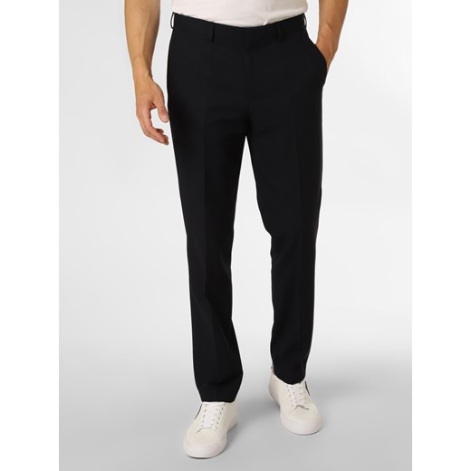 BOSS Męskie spodnie od garnituru modułowego Mężczyźni Regular Fit Sztuczne włókno granatowy jednolity ze sklepu vangraaf w kategorii Spodnie męskie - zdjęcie 146527121
