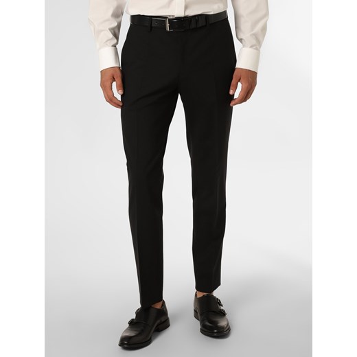 BOSS Męskie spodnie od garnituru modułowego Mężczyźni Slim Fit wełna ze strzyży czarny jednolity ze sklepu vangraaf w kategorii Spodnie męskie - zdjęcie 146527131