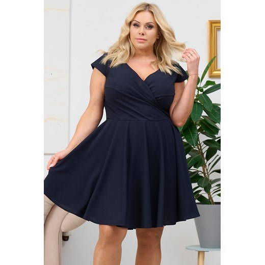 Sukienka na impreze rozkloszowana JOWITA dekolt koperta LETNIA plus size Karko Plus Size okazyjna cena karko.pl