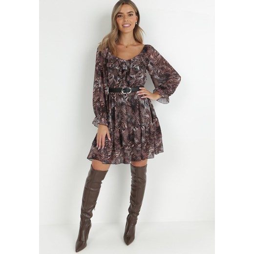Sukienka Born2be z długimi rękawami mini boho