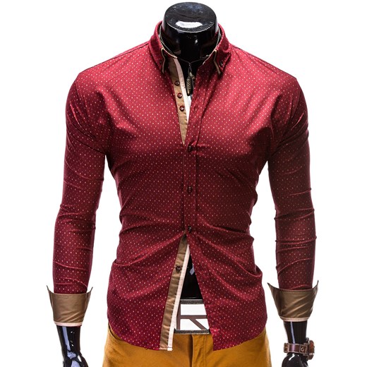 Koszula K128 - BORDOWA ombre czerwony koszule