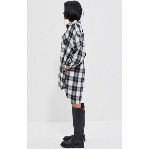 Koszulowa sukienka w czarno-białą kratę 3906, Kolor czarno-biały, Rozmiar XS, S Primodo