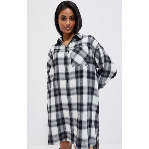 Koszulowa sukienka w czarno-białą kratę 3906, Kolor czarno-biały, Rozmiar XS, M Primodo