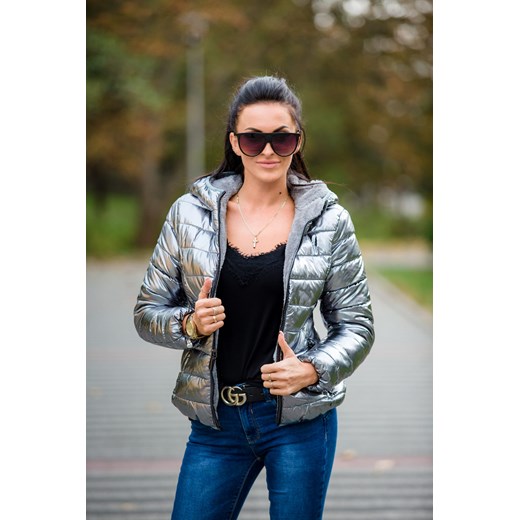 nowość dwustronna zimowa kurtka nancy z drugiej strony futerko kolor metaliczne srebro ze sklepu STYLOWO w kategorii Kurtki damskie - zdjęcie 146626891