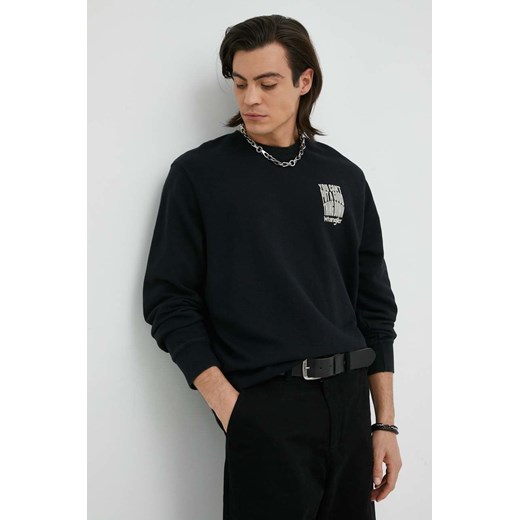 Wrangler bluza bawełniana męska kolor czarny z nadrukiem Wrangler L ANSWEAR.com