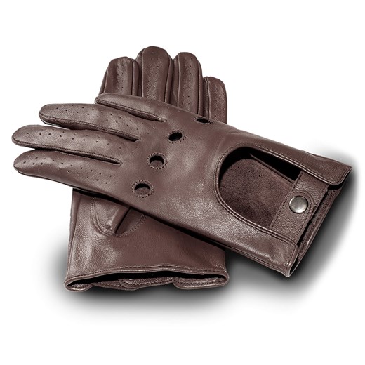 Męskie skórzane rękawiczki samochodowe touchscreen czarne brązowe naturalna James Hawk L James Hawk