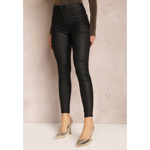 Czarne Spodnie Skinny z Imitacji Skóry Hanate Renee XL promocja Renee odzież