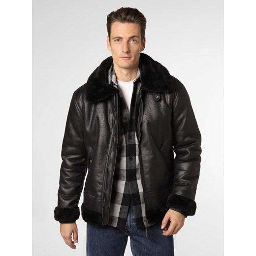 Alpha Industries Kurtka męska Mężczyźni Sztuczna skóra czarny jednolity ze sklepu vangraaf w kategorii Kurtki męskie - zdjęcie 146737380