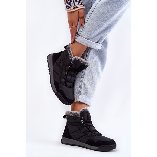 Damskie Ocieplane Śniegowce Cross Jeans KK2R4016C Czarne Cross Jeans 39 okazyjna cena ButyModne.pl