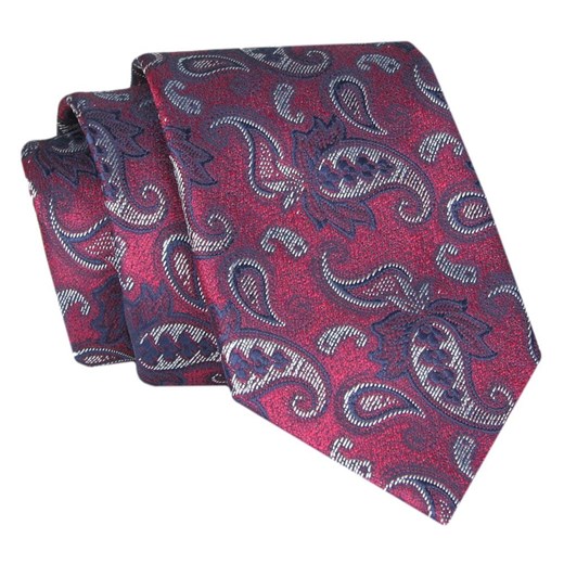 Męski Krawat - Bordo, Duży Wzór Paisley - Angelo di Monti  KRADM1921 ze sklepu JegoSzafa.pl w kategorii Krawaty - zdjęcie 146748300
