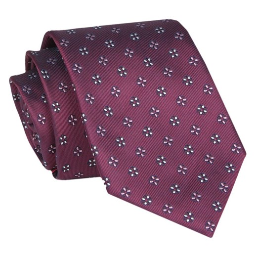 Męski Krawat - Bordo w Groszki - Angelo di Monti  KRADM1922 ze sklepu JegoSzafa.pl w kategorii Krawaty - zdjęcie 146748304