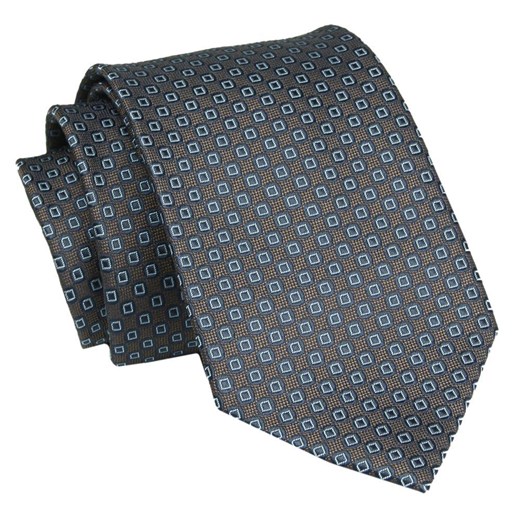 Męski Krawat - Brązowy, Drobny Wzór - Angelo di Monti  KRADM1941 ze sklepu JegoSzafa.pl w kategorii Krawaty - zdjęcie 146748310