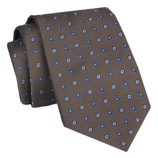 Męski Krawat - Brązowy w Grochy - Angelo di Monti  KRADM1936 ze sklepu JegoSzafa.pl w kategorii Krawaty - zdjęcie 146748312