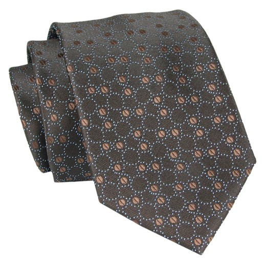 Męski Krawat - Brązowy w Groszki - Angelo di Monti  KRADM1964 ze sklepu JegoSzafa.pl w kategorii Krawaty - zdjęcie 146748314