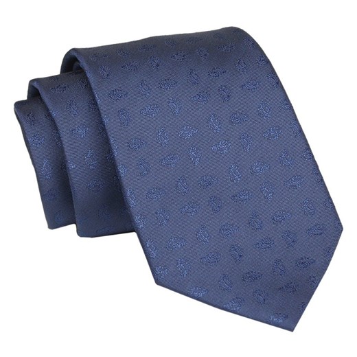 Męski Krawat - Granat, Liście - Angelo di Monti  KRADM1942 ze sklepu JegoSzafa.pl w kategorii Krawaty - zdjęcie 146748350