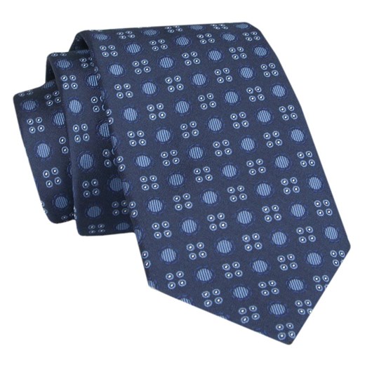 Męski Krawat - Granat w Groszki - Angelo di Monti  KRADM1933 ze sklepu JegoSzafa.pl w kategorii Krawaty - zdjęcie 146748354