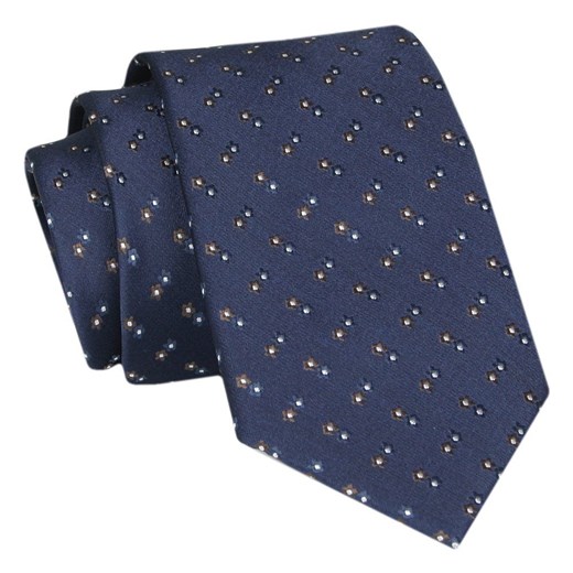 Męski Krawat - Granatowy w Kwiatuszki - Angelo di Monti  KRADM1935 ze sklepu JegoSzafa.pl w kategorii Krawaty - zdjęcie 146748364