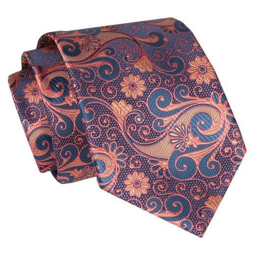 Męski Krawat - Odcienie Miedzi, Duży Wzór - Angelo di Monti  KRADM1965 ze sklepu JegoSzafa.pl w kategorii Krawaty - zdjęcie 146748382