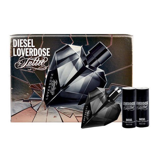 Diesel Loverdose Tattoo W Zestaw perfum Edp 50ml + 2x50ml Balsam e-glamour szary balsamy