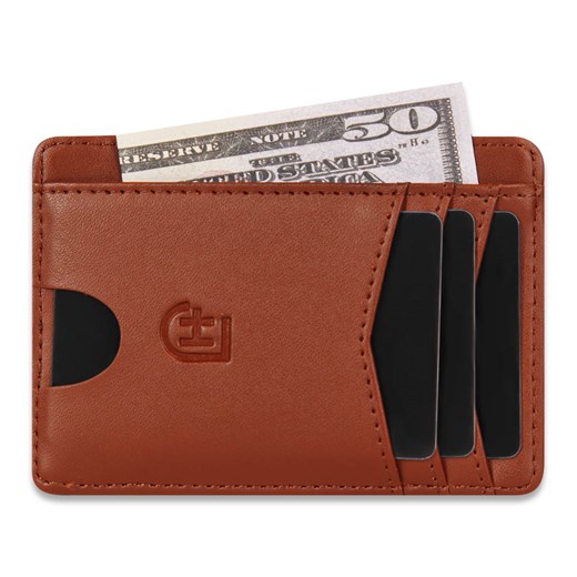 Męski skórzany portfel slim z przezroczystą kieszenią na kartę lub zdjęcie z James Hawk Jeden rozmiar James Hawk