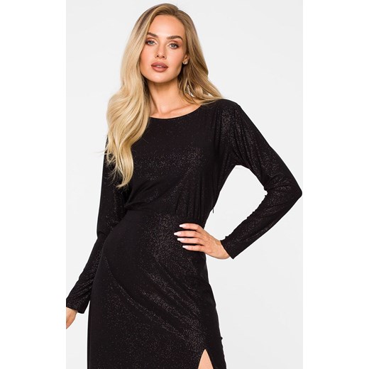 Moe sukienka z okrągłym dekoltem z długim rękawem prosta maxi 