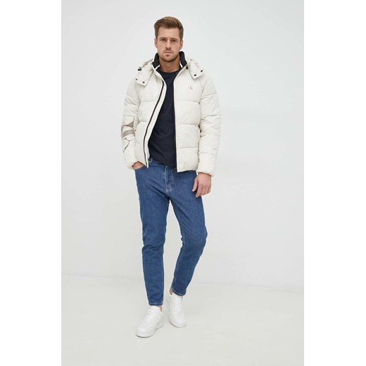 Calvin Klein Jeans kurtka męska kolor beżowy zimowa S ANSWEAR.com
