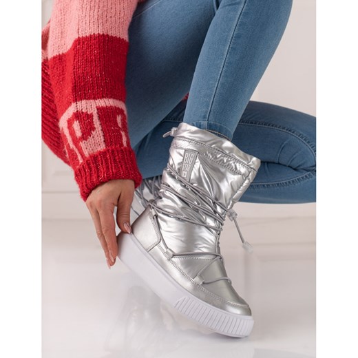 BIG STAR SHOES Damskie ocieplane srebrne śniegowce Big Star KK274195 srebrny 39 ButyModne.pl