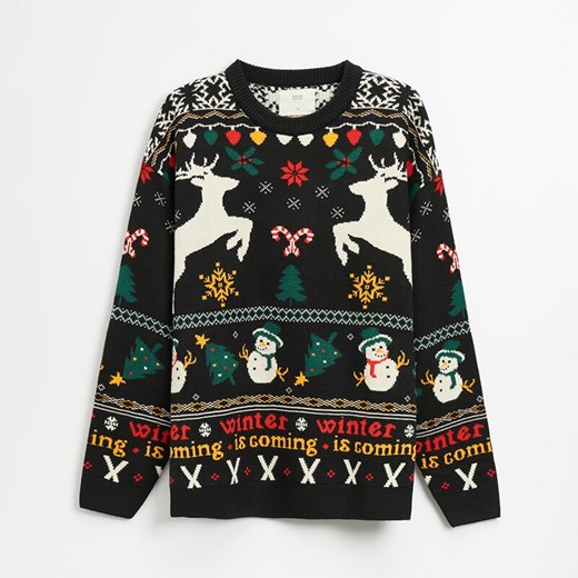 Świąteczny sweter z motywem reniferów - Czarny House L House
