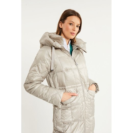 Puchowy płaszcz ze ściągaczem w talii 38 promocja MONNARI