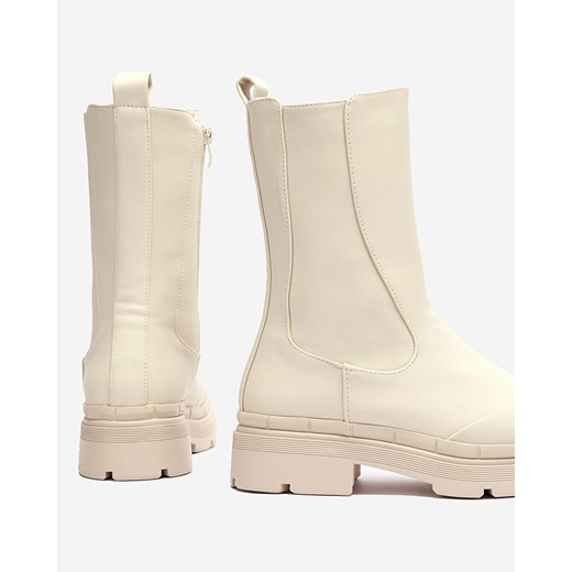 Damskie ocieplane kremowe wysokie botki Jori - Obuwie Royalfashion.pl 39 royalfashion.pl