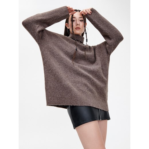Cropp - Melanżowy sweter oversize - Brązowy Cropp Uniwersalny Cropp