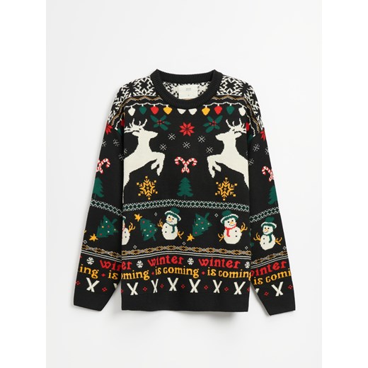 Świąteczny sweter z motywem reniferów - Czarny House M House