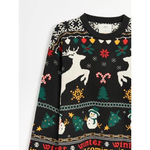 Świąteczny sweter z motywem reniferów - Czarny House XXL House