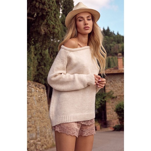 Klasyczny sweter oversize w kolorze beżowym Mirra, Kolor beżowy, Rozmiar Oversize, KAMEA ze sklepu Primodo w kategorii Swetry damskie - zdjęcie 146955320
