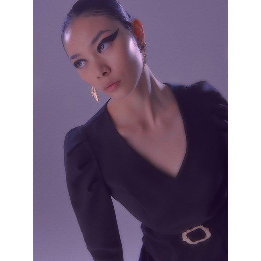 Reserved - Sukienka z paskiem - Czarny Reserved S Reserved