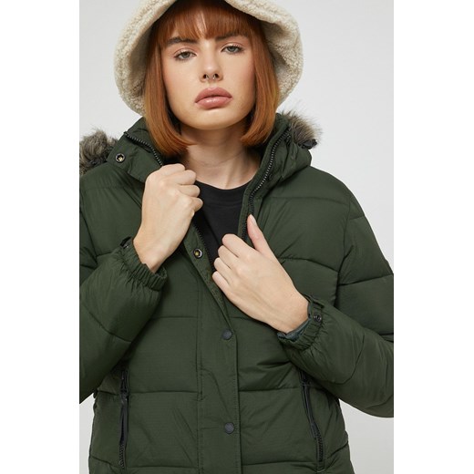 Superdry kurtka damska kolor zielony zimowa Superdry XL ANSWEAR.com