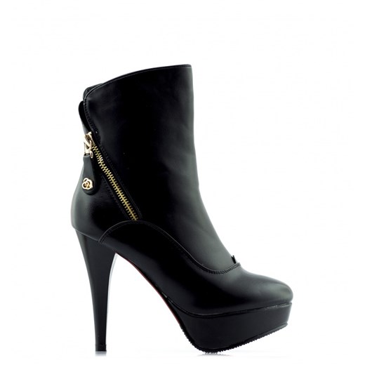 Botki Classic Black High-heeled Boots born2be-pl czarny Botki