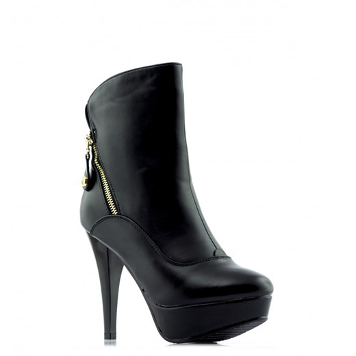 Botki Classic Black High-heeled Boots born2be-pl czarny Eko