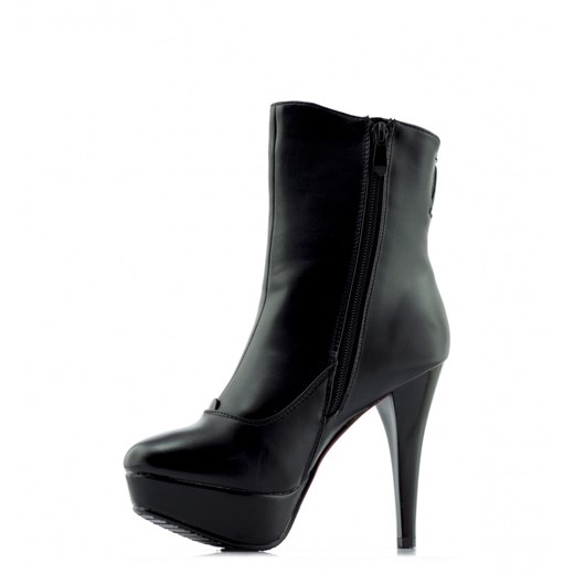 Botki Classic Black High-heeled Boots born2be-pl czarny ekologiczne