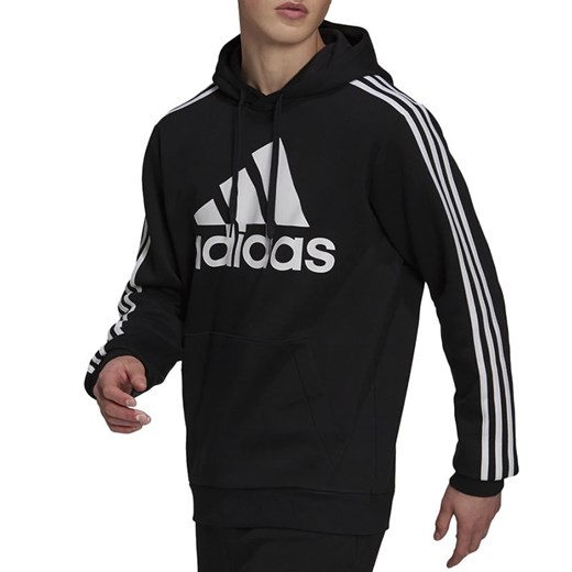 Bluza adidas Essentials Fleece 3-Stripes Logo Hoodie H14641 - czarna ze sklepu streetstyle24.pl w kategorii Bluzy męskie - zdjęcie 147003961
