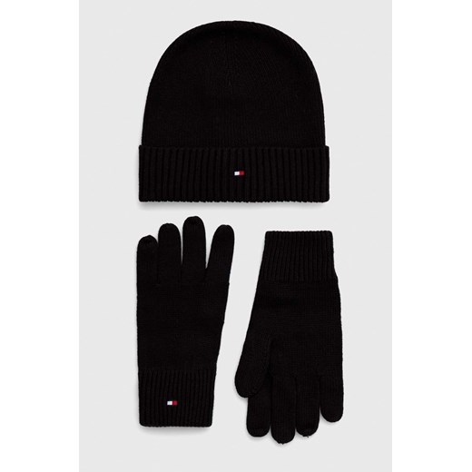 Tommy Hilfiger czapka i rękawiczki kolor czarny ze sklepu ANSWEAR.com w kategorii Dodatki męskie - zdjęcie 147031053