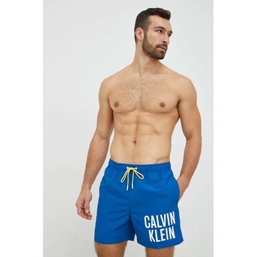 Calvin Klein szorty kąpielowe kolor niebieski ze sklepu ANSWEAR.com w kategorii Kąpielówki - zdjęcie 147032004