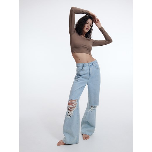 Reserved - Gładki crop top - Fioletowy Reserved S Reserved
