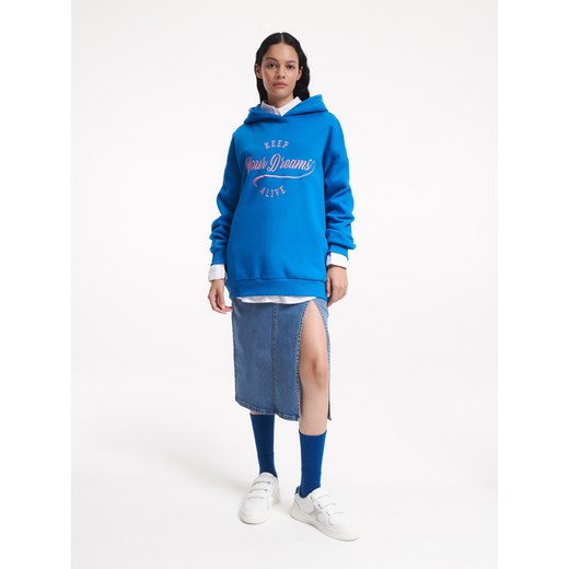 Reserved - Bluza oversize z kapturem - Turkusowy Reserved L Reserved