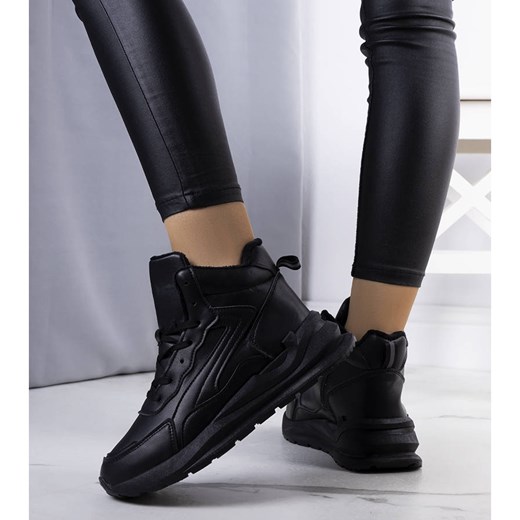 BM Czarne ocieplane sneakersy Tasma Bm 38 ButyModne.pl