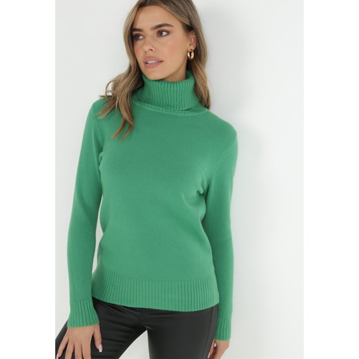 Zielony Golf z Prążkowanymi Krawędziami Dazo ONE SIZE Born2be Odzież